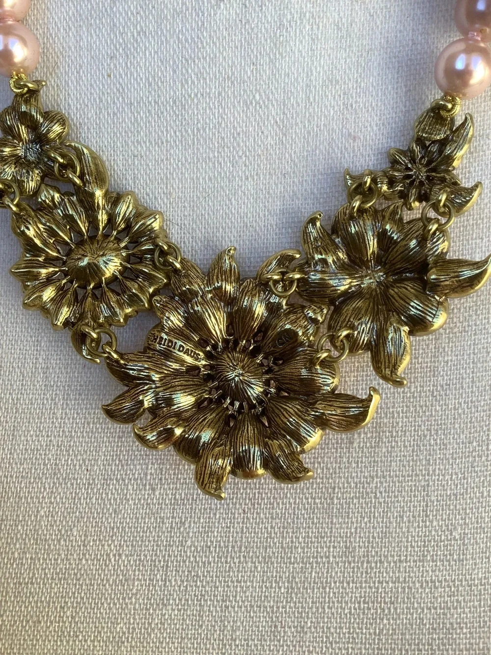 Heidi Daus Pink Floral Swarovski Crystal Necklace